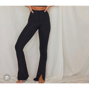 NEW with tags Strut This Anders Flair Black Lace-Up Yoga Pants Flare Leggings XS